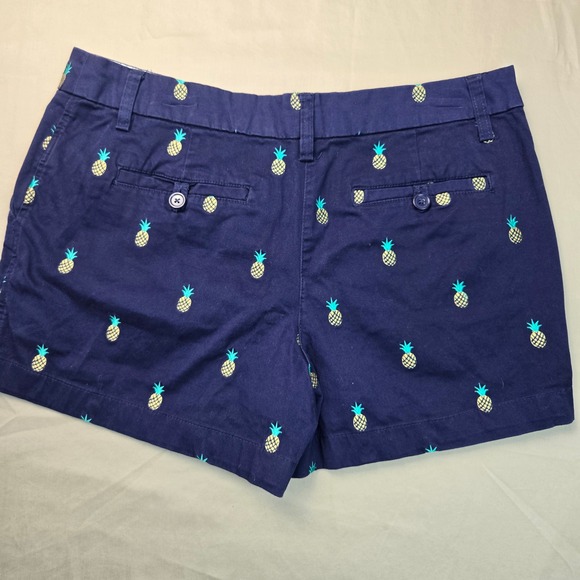 British Khaki Womens Navy Blue Pineapple Embroidered Chino Shorts Size 8 - Picture 7 of 8